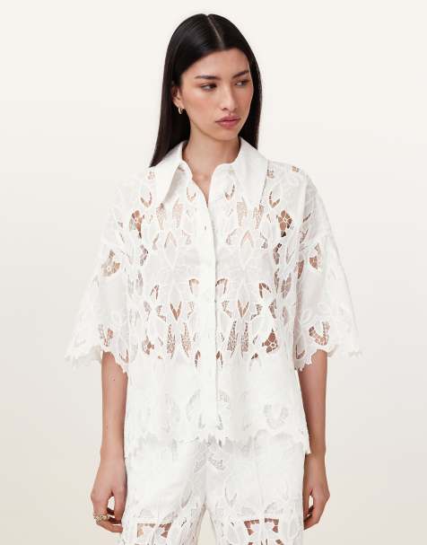 AllSaints - Charli - Chemise brodée - Blanc neige - view 1