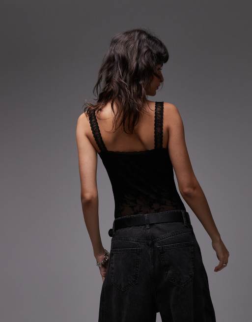 AllSaints – Charli – Czarne body we flokowany wzór, 4 z 4