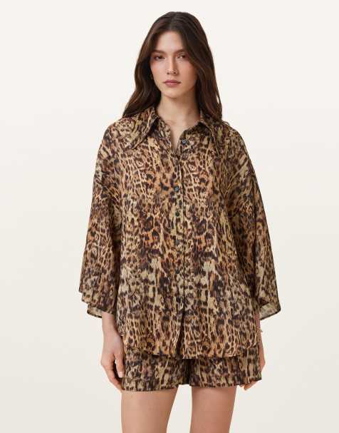 AllSaints – Charli – Hemdbluse in Evia-Goldbraun - view 1