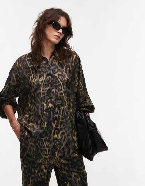 AllSaints Charli satin shirt in leopard print (part of a set) - view 1