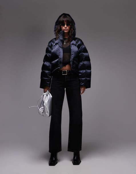 AllSaints Chelsea hooded puffer jacket in black - view 1