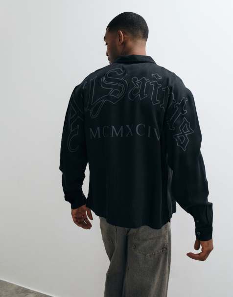 AllSaints chemise à manches longues Soul avec logo graphique et imprimé au dos en noir - view 1