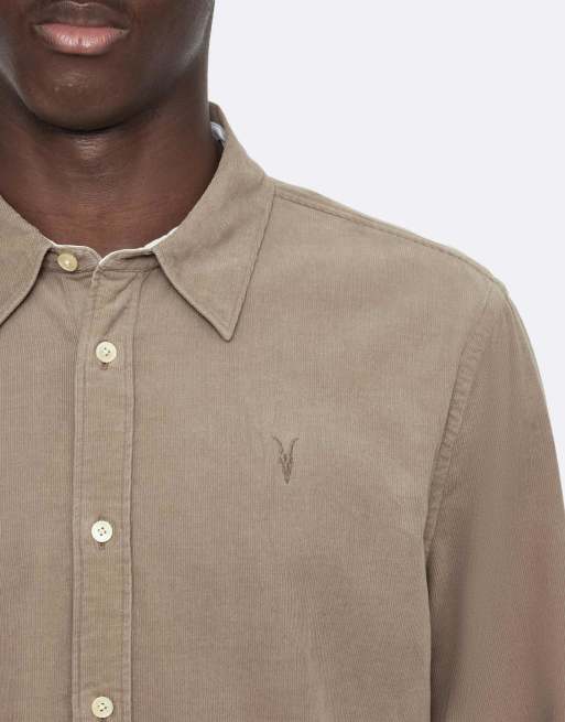 AllSaints chemise Elgar à manches longues couleur marron mortier, 6 de 7