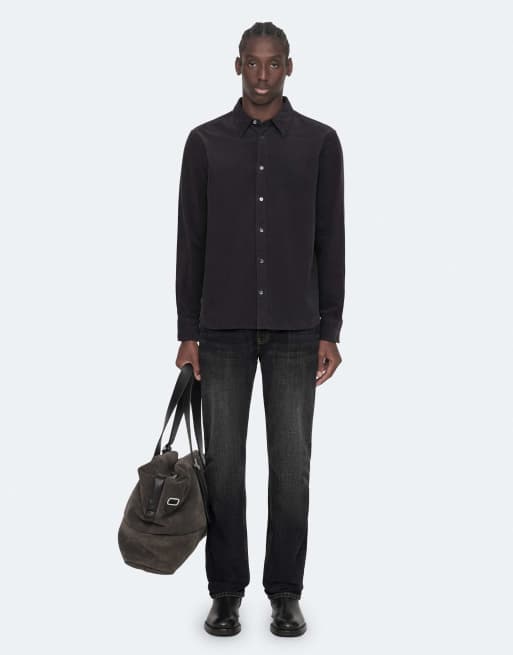 AllSaints chemise Elgar à manches longues en noir anthracite, 2 de 7