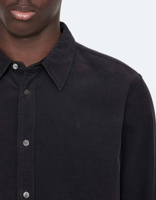 AllSaints chemise Elgar à manches longues en noir anthracite, 6 de 7