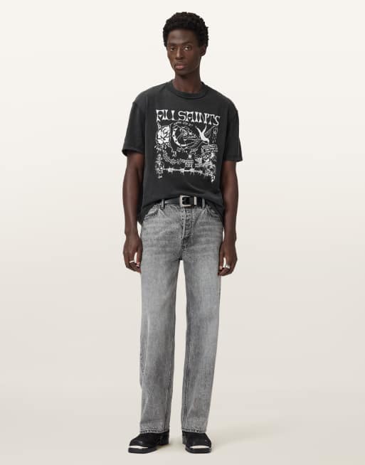 Allsaints - Chingford - T-shirt à manches courtes et imprimé graphique - Noir délavé, 2 de 4