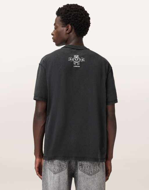 Allsaints - Chingford - T-shirt à manches courtes et imprimé graphique - Noir délavé, 3 de 4
