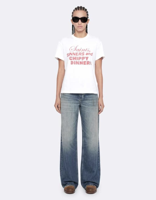 AllSaints Chippy addi T-shirt in optisch wit, 2 van 7