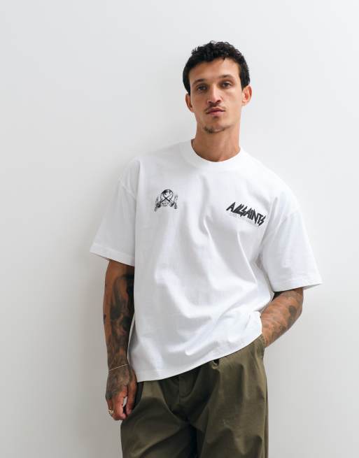 AllSaints - Chromium - T-shirt bianca a maniche corte con stampa del logo sul retro, 2 di 5