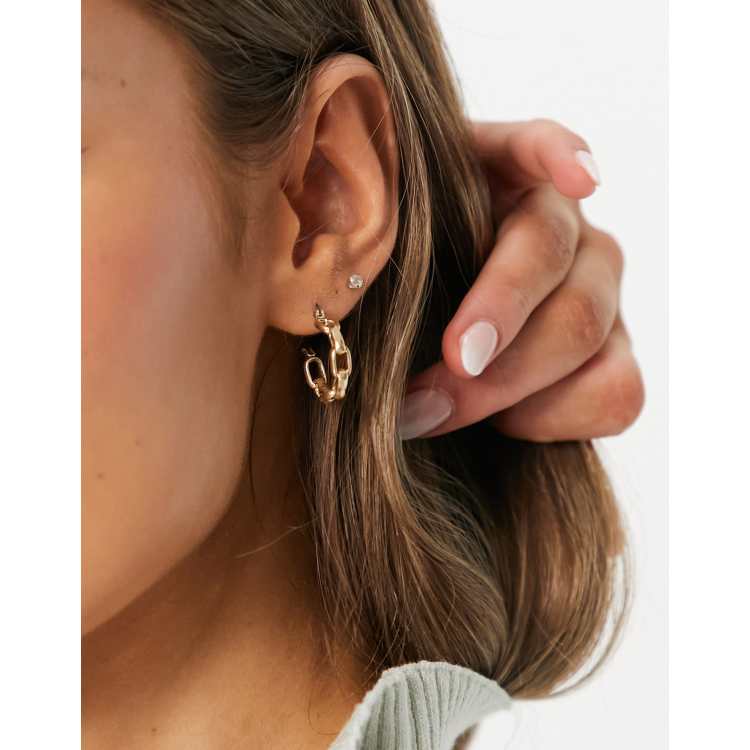 Frozen Chain Hoop Earrings - A New Day™ Gold