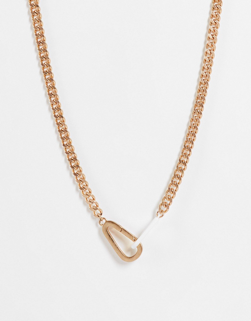 AllSaints chunky chain necklace with carabiner in gold