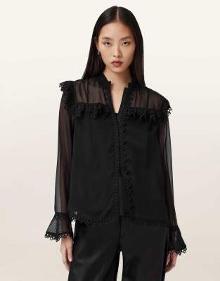 AllSaints - Ciara - Hemd in Schwarz
