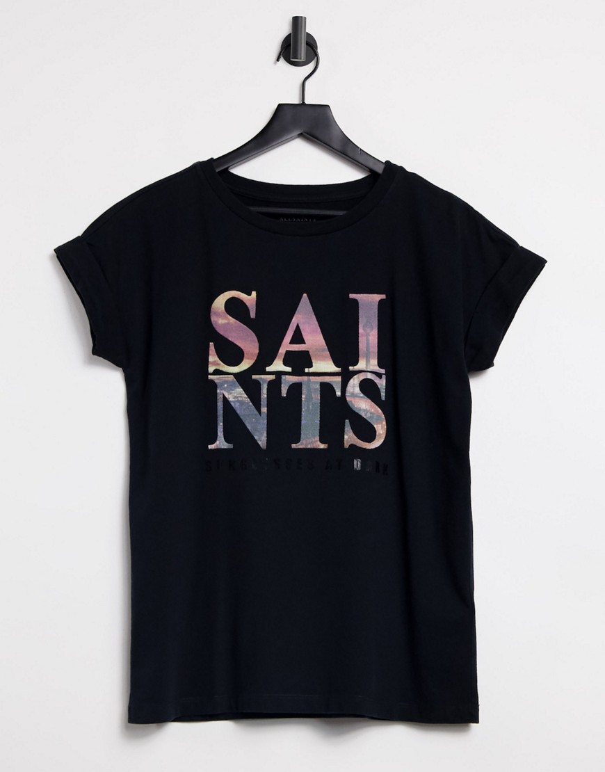 AllSaints - City Imogen - Ruimvallend T-shirt in zwart
