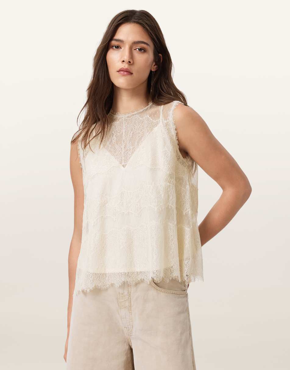 AllSaints – Clara – Oberteil in Vintage-Weiß