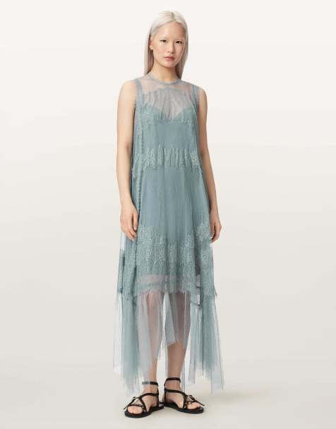 AllSaints - Clara - Vestido azul empolvado - view 1