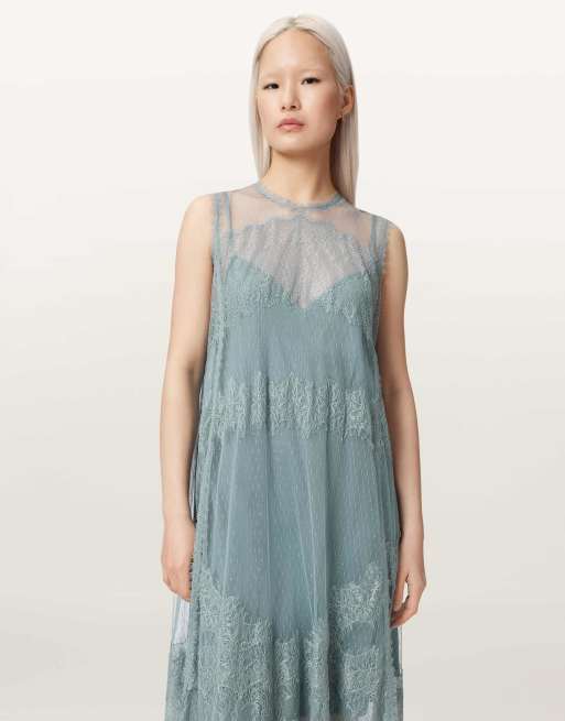 AllSaints - Clara - Vestido azul empolvado, 3 de 5