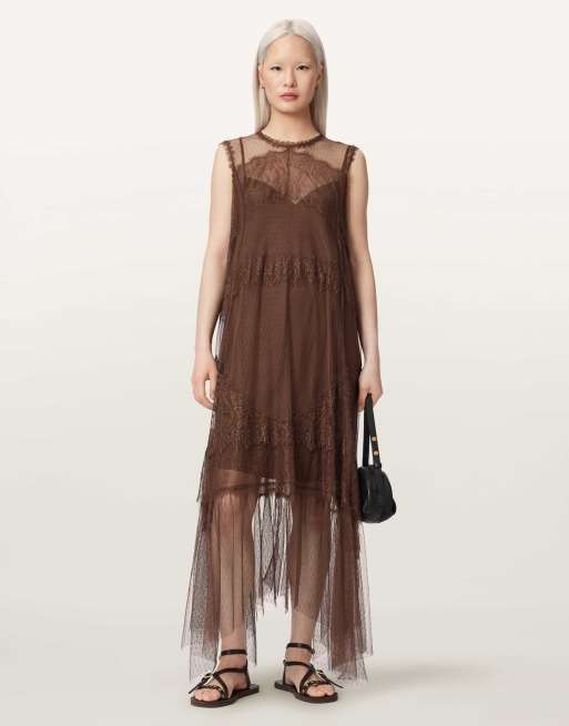 AllSaints - Clara - Vestido marrón amargo, 6 de 6