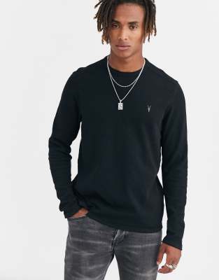 Allsaints Mens Washed Black Ollie Logo-embroidered Cotton Sweatshirt M In Black