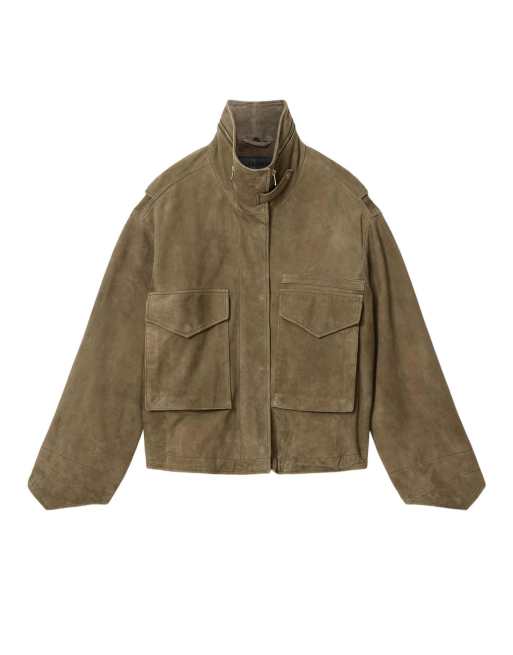 AllSaints Clay Jacke aus Wildleder in Olivgrün, 2 von 6