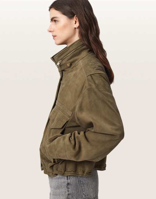 AllSaints Clay Jacke aus Wildleder in Olivgrün, 6 von 6
