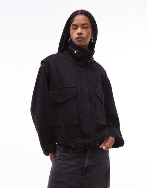 AllSaints – Clay – Jeansjacke in Schwarz - view 1