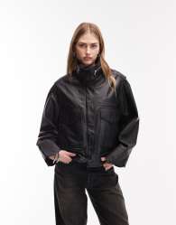 Allsaints Clay leather jacket in black