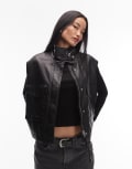 [AllSaints] AllSaints Clay leather vest in black 10-12 BLACK