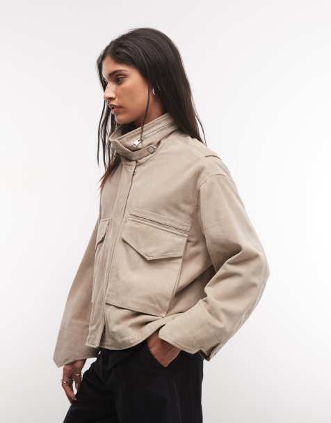 AllSaints Clay suede leather jacket in beige - view 1