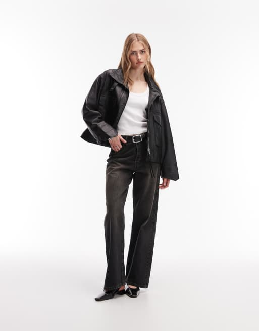 AllSaints – Clay – Svart jacka i läder , 2 av 4
