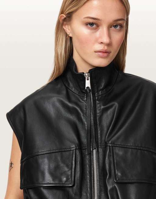 AllSaints - Clay - Veste sans manches - Noir, 3 de 4