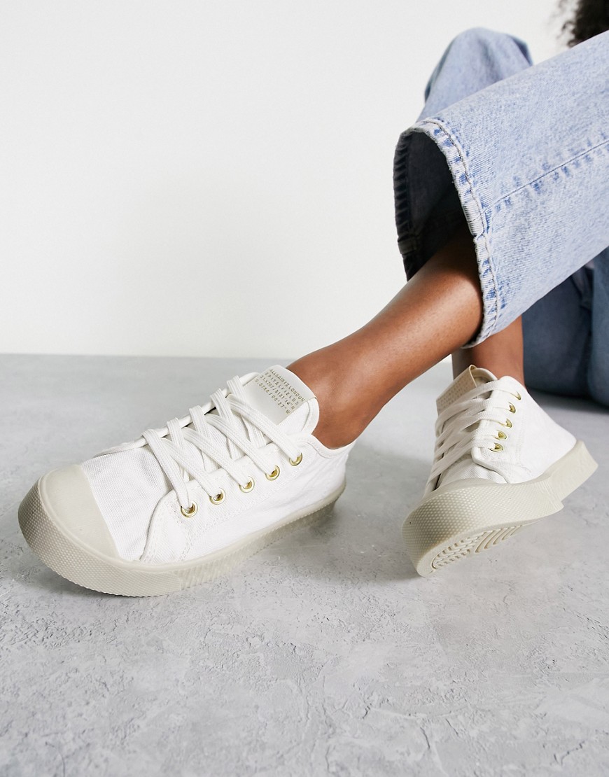 AllSaints Clemmy canvas sneakers with rubber sole in white
