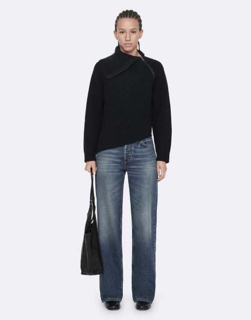 AllSaints Cleo con cuello alzado en azul marino, 2 de 6