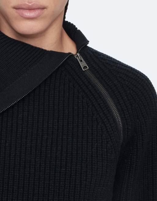 AllSaints Cleo con cuello alzado en azul marino, 6 de 6