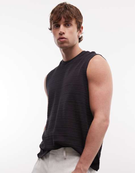 AllSaints Clove cotton detail singlet in black - view 1