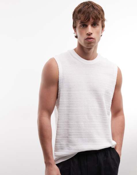 AllSaints Clove cotton detail singlet in white - view 1