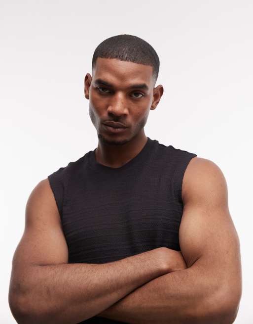 AllSaints Clove cotton detail vest in black, 3 of 5