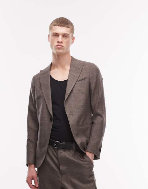AllSaints Clover co-ord wool blend tailored blazer in taupe brown - view 1