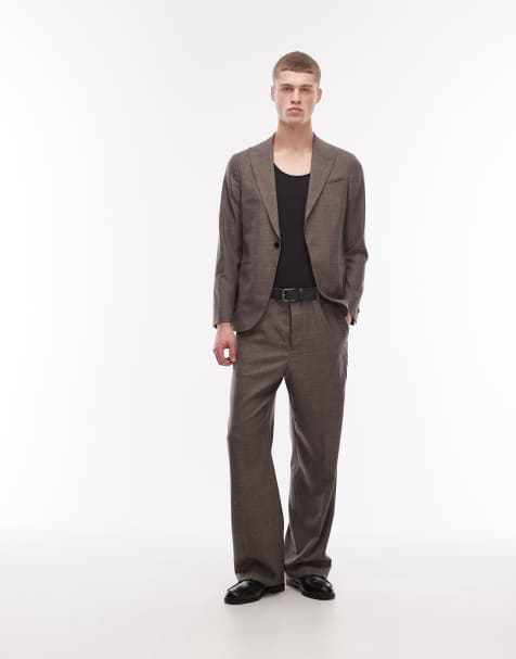 AllSaints Clover co-ord wool blend tailored trouser in taupe brown