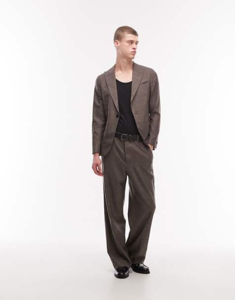 AllSaints Clover tailored wool suit in taupe brown - view 1