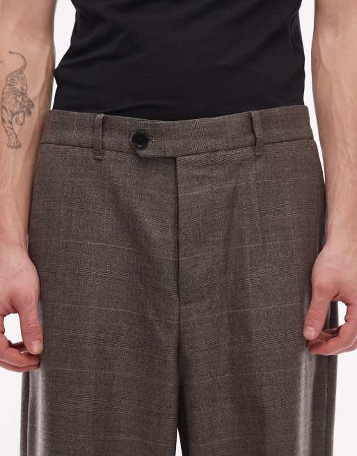 AllSaints Clover wool blend tailored pants in taupe brown (part of a set), 4 of 5