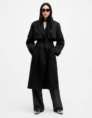 AllSaints Clyde trench coat in black