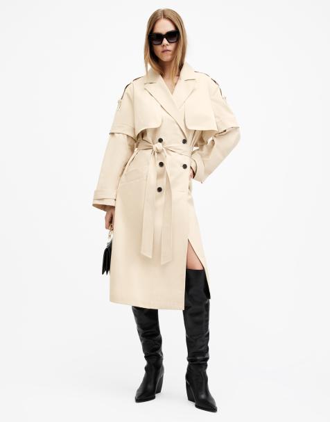 AllSaints Clyde trench coat in ecru - view 1