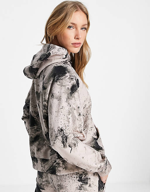  AllSaints co-ord hoodie in marble print 