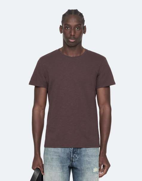 AllSaints Cody de manga corta con cuello redondo en morado vino - view 1