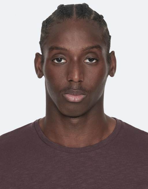 AllSaints Cody de manga corta con cuello redondo en morado vino, 4 de 6