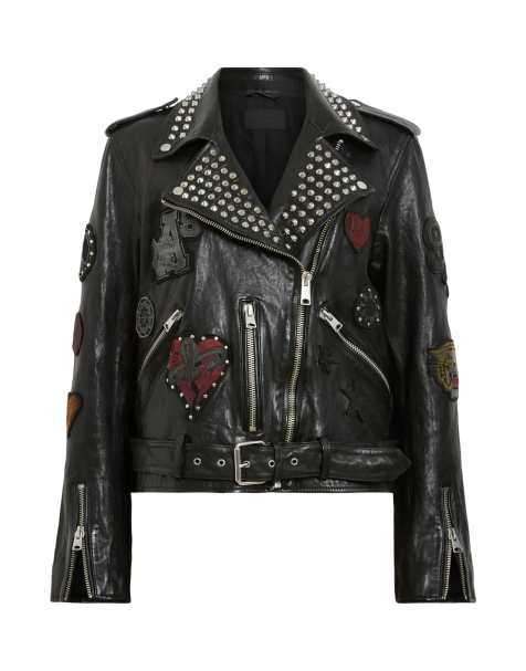 AllSaints – College – Bikerjacke in Schwarz - view 1