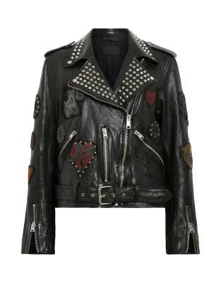 AllSaints - College - Blouson style motard - Noir