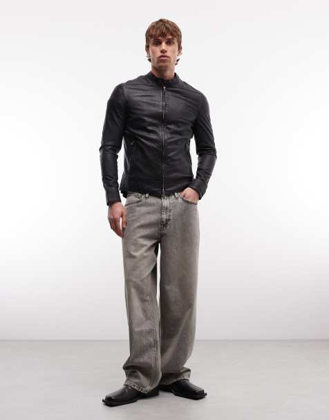 AllSaints – Colt – Czarna skórzana kurtka zapinana na zamek - view 1