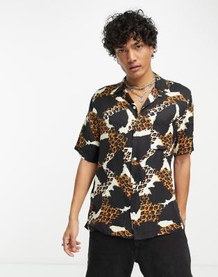 AllSaints Concorde graphic shirt in black | ASOS