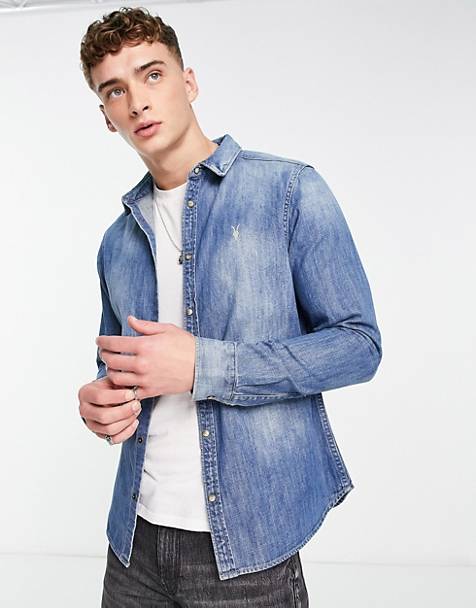 MODA UOMO Camicie & T-shirt Jeans Blu L sconto 89% Zara Camicia 